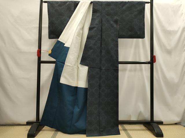 平和屋着物■上質な紬 花菱文 正絹 逸品 AABH6246sx