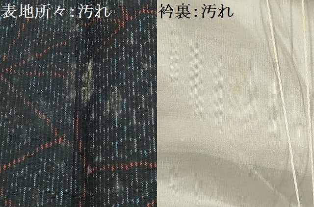 平和屋着物■上質な紬 幾何学文様 正絹 逸品 AABH6247sx
