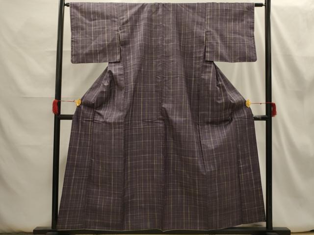 平和屋着物■上質な紬 格子 正絹 逸品 AABH6251sx