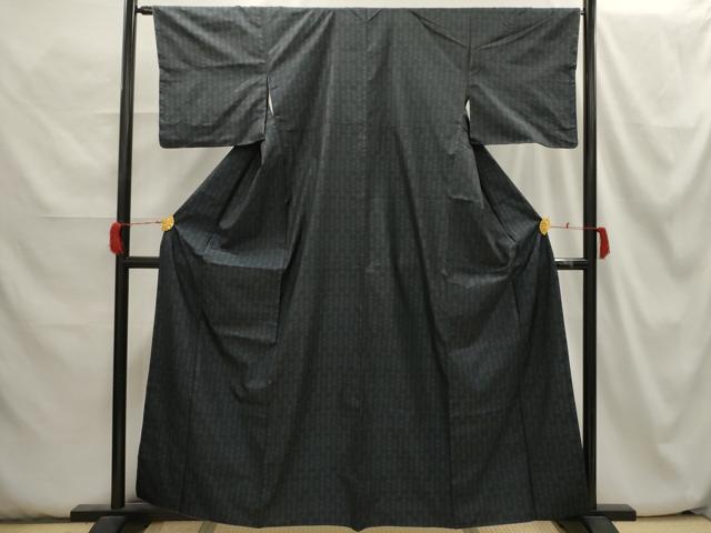 平和屋着物■上質な紬 幾何学文様 正絹 逸品 AABH6252sx