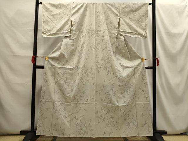 平和屋着物■上質な紬 飛鶴文 正絹 逸品 AABH6253sx