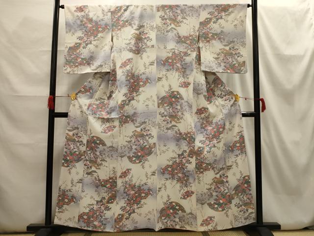 平和屋着物■上質な小紋 色紙重ね花文 暈し染め 金彩 正絹 逸品 AABH6260sx