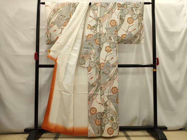 平和屋着物■上質な小紋 源氏車花文 金彩 正絹 逸品 AABH6261sx