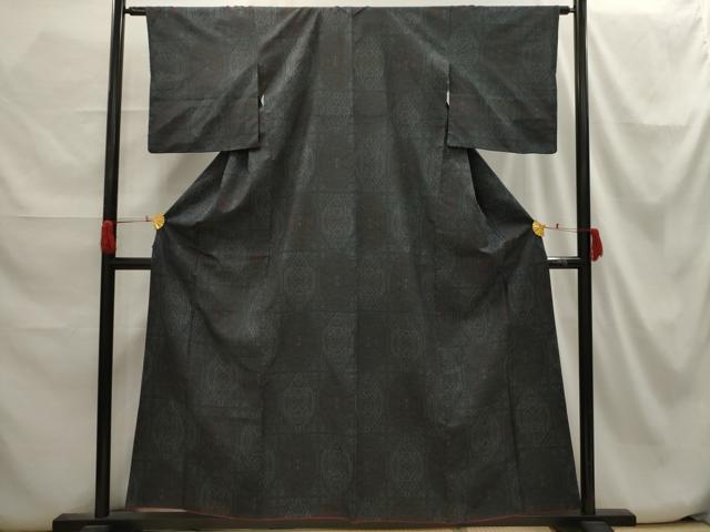 平和屋着物■上質な紬 亀甲花文 正絹 逸品 AABH6270sx