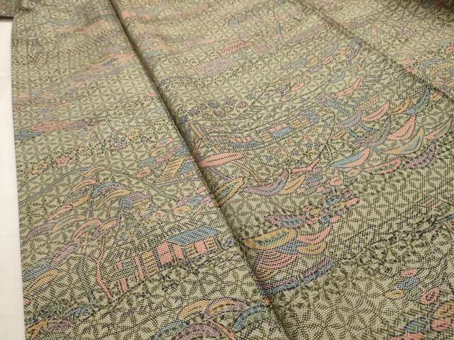 平和屋着物■本場染大島紬 風景文 正絹 逸品 AABH6272sx