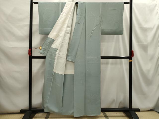 平和屋着物■無地絵羽訪問着 流水花地紋 青磁鼠色 正絹 逸品 AABH6274sx