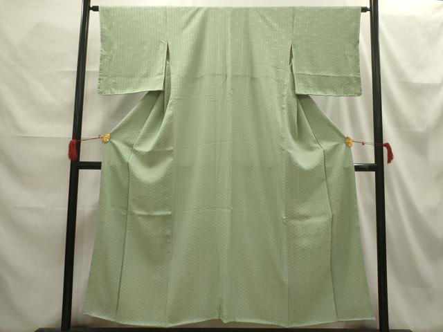 平和屋着物■上質な色無地 花菱地紋 裏葉柳色 正絹 逸品 AABH6276sx