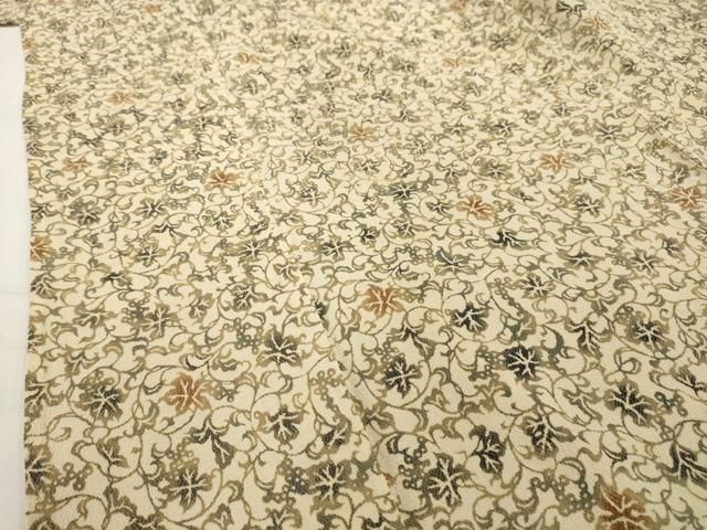 平和屋着物■上質な小紋 花唐草文 鬼しぼ縮緬 正絹 逸品 AABH6277sx