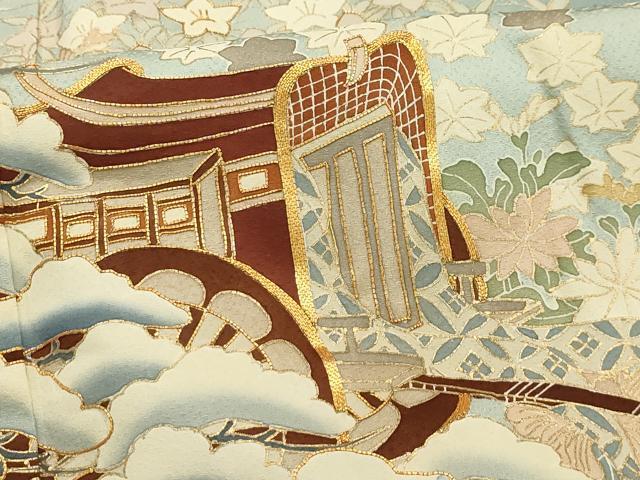 平和屋着物■豪華色留袖 作家物 駒刺繍 御所車花文 暈し染め 金彩 正絹 逸品 AABH6285sx