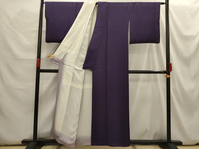 平和屋着物■上質な色無地 舞花地紋 深紫色 正絹 逸品 AABH6290sx