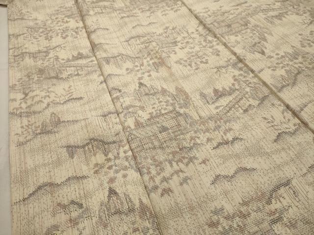 平和屋着物■上質な紬 風景文 正絹 逸品 AABH6294sx