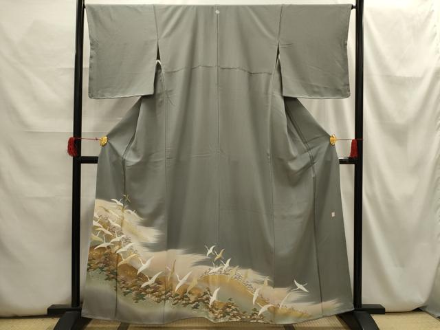 平和屋着物■豪華色留袖 作家物 駒刺繍 飛鶴浜松文 暈し染め 金彩 正絹 逸品 AABH6299sx