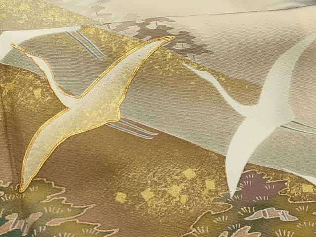 平和屋着物■豪華色留袖 作家物 駒刺繍 飛鶴浜松文 暈し染め 金彩 正絹 逸品 AABH6299sx