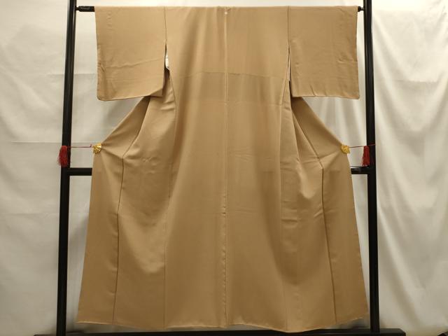平和屋着物■上質な色無地 紋意匠 芝鼠茶色 正絹 逸品 AABH6303sx
