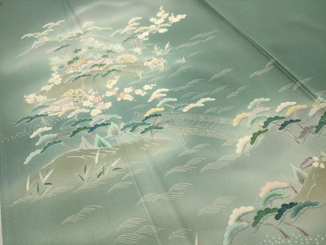 平和屋着物■訪問着 松竹梅風景文 暈し染め 正絹 逸品 AABH6310sx