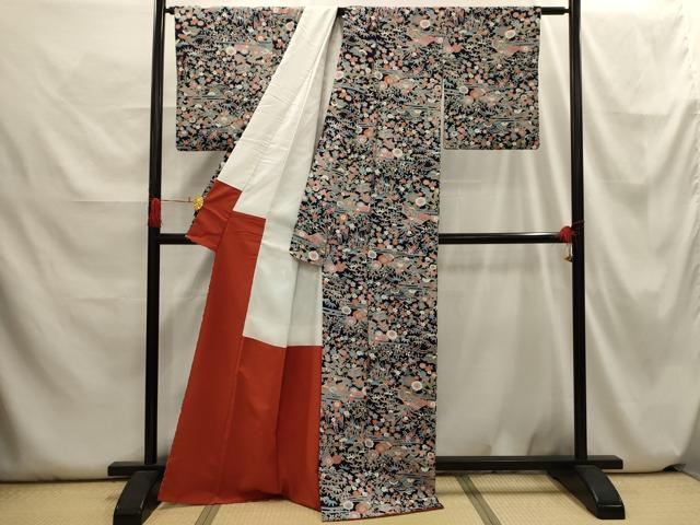平和屋着物■上質な小紋 松竹梅風景文 正絹 逸品 AABH6324sx
