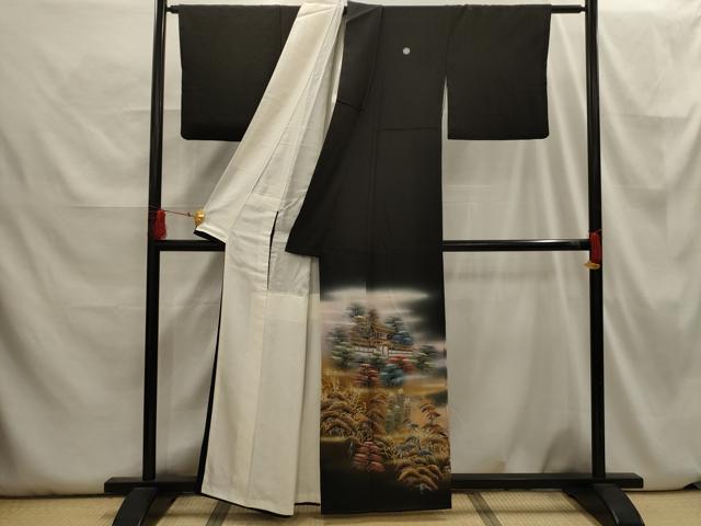 平和屋着物■豪華黒留袖 作家物 風景文 暈し染め 金銀彩 正絹 逸品 AABH6330sx