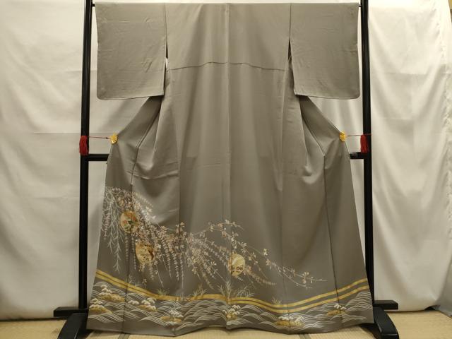 平和屋着物■豪華色留袖 駒刺繍 流水飛鶴花丸文 金彩 正絹 逸品 AABH6332sx