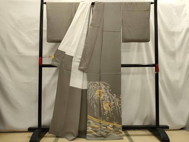平和屋着物■豪華色留袖 駒刺繍 流水飛鶴花丸文 金彩 正絹 逸品 AABH6332sx