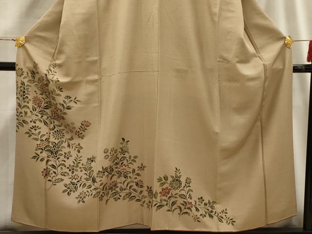 平和屋着物■訪問着 紬地 更紗花文 正絹 逸品 AABH6334sx