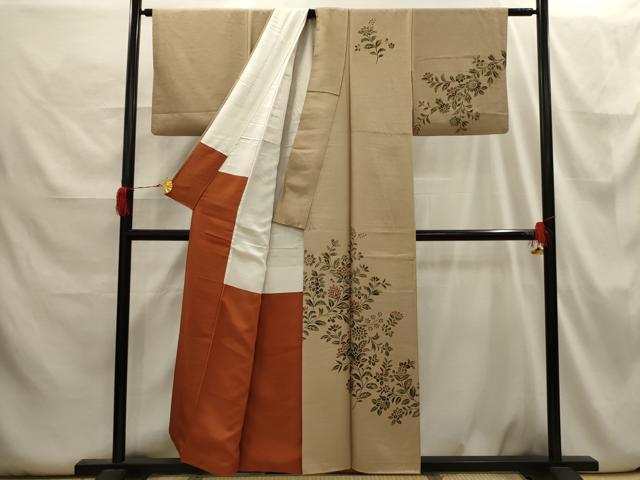 平和屋着物■訪問着 紬地 更紗花文 正絹 逸品 AABH6334sx