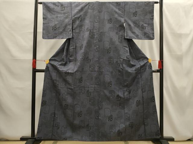 平和屋着物■上質な紬 色紙花文 正絹 逸品 AABH6338sx