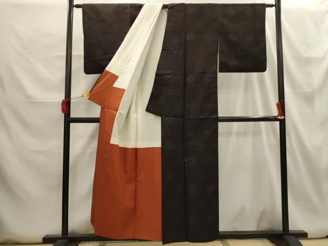 平和屋着物■上質な紬 亀甲花文 正絹 逸品 AABH6339sx