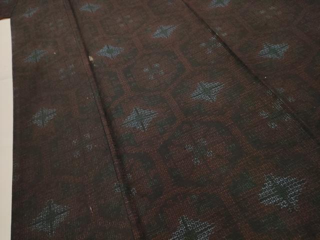 平和屋着物■上質な紬 亀甲花文 正絹 逸品 AABH6339sx