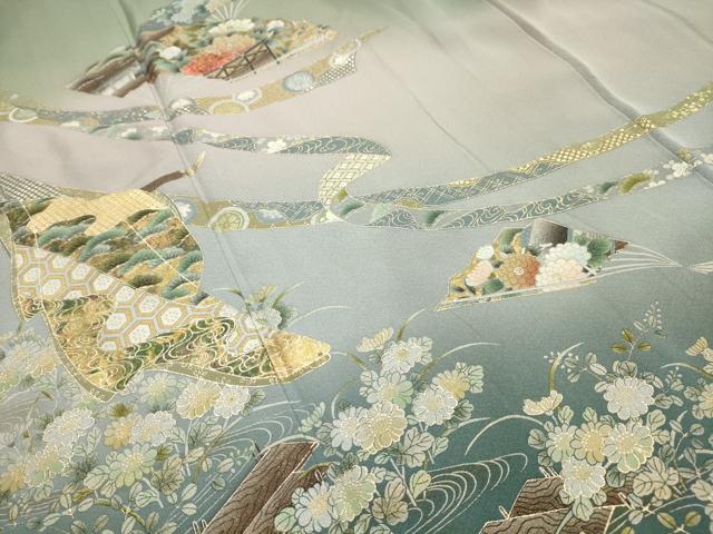 平和屋着物■訪問着 蔓帯几帳花文 暈し染め 金銀彩 正絹 逸品 AABH6349sx