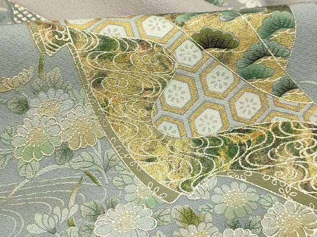 平和屋着物■訪問着 蔓帯几帳花文 暈し染め 金銀彩 正絹 逸品 AABH6349sx