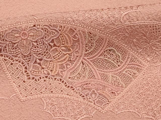 平和屋着物■訪問着 中国三大刺繍 スワトウ刺繍 汕頭刺繍 地紙重ね花文 暈し染め 正絹 逸品 AABH6351sx