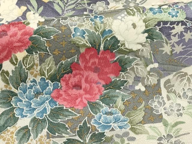平和屋着物■上質な小紋 色紙重ね花文 金彩 正絹 逸品 AABH6353sx