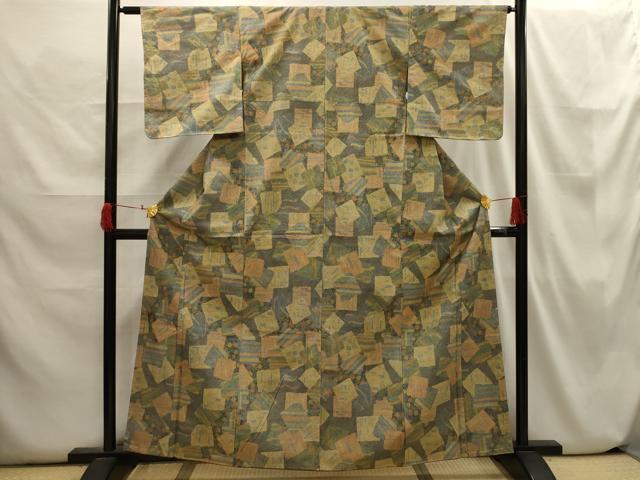 平和屋着物■上質な小紋 色紙重ね文 正絹 逸品 AABH6355sx