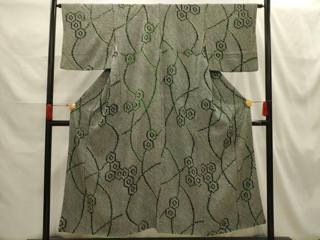 平和屋着物■上質な小紋 総絞り 亀甲花文 正絹 逸品 AABH6356sx
