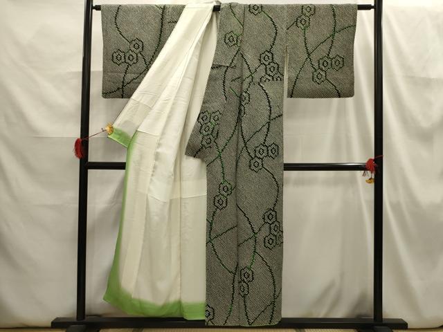 平和屋着物■上質な小紋 総絞り 亀甲花文 正絹 逸品 AABH6356sx