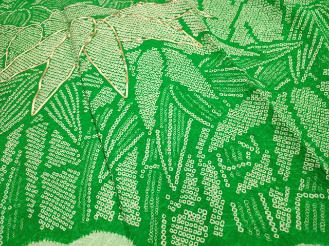 平和屋着物■訪問着 駒刺繍 絞り 笹の葉文 正絹 逸品 AABH6363sx
