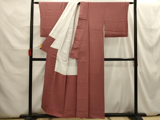 平和屋着物■上質な色無地 紋意匠 紅檜皮色 正絹 逸品 AABH6375sx