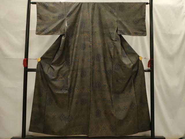 平和屋着物■上質な紬 横段花文 正絹 逸品 AABH6377sx