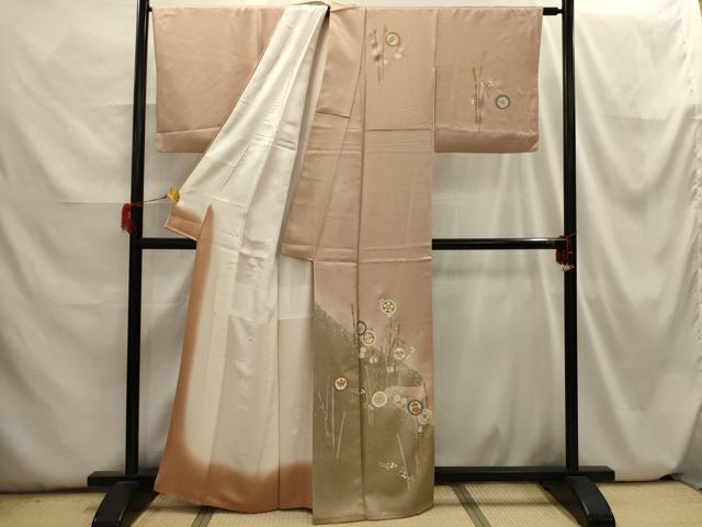 平和屋着物■訪問着 駒刺繍 木賊色 宝尽くし 暈し染め 金彩 正絹 逸品 AABH6379sx