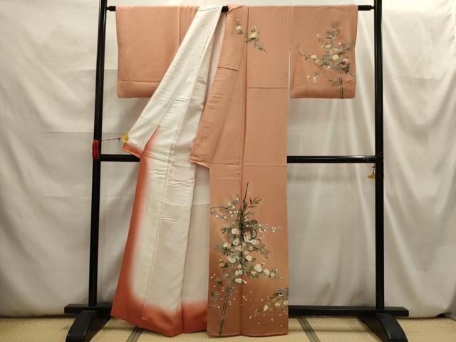 平和屋着物■訪問着 御所車笹花文 金銀彩 正絹 逸品 AABH6390sx