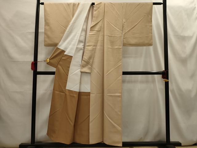 平和屋着物■色無地 花唐草地紋 香色 洗える着物 AABH6394sx