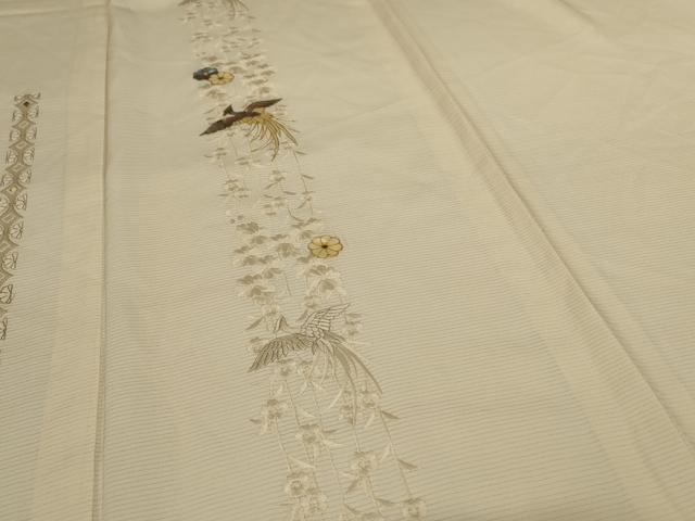 平和屋着物*夏物 訪問着 絽 刺繍 螺鈿 花鳥文 正絹 逸品 AABH6418jd