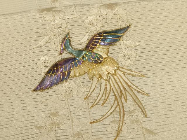 平和屋着物*夏物 訪問着 絽 刺繍 螺鈿 花鳥文 正絹 逸品 AABH6418jd
