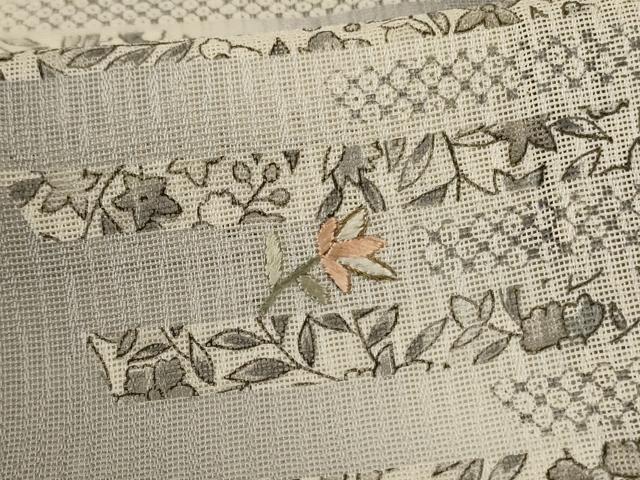 平和屋着物*夏物 訪問着 紗 刺繍 草花文 暈し染め 正絹 逸品 AABH6419jd