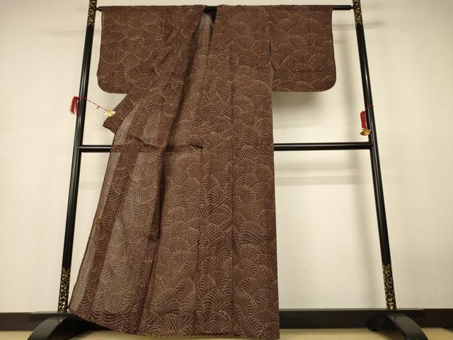 平和屋着物*夏物 小千谷ちぢみ 立波文 麻 逸品 AABH6440jd