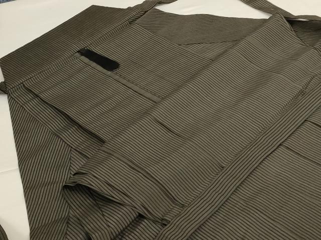 平和屋着物*夏物 男性 行灯袴 縞 正絹 逸品 AABH6461jd