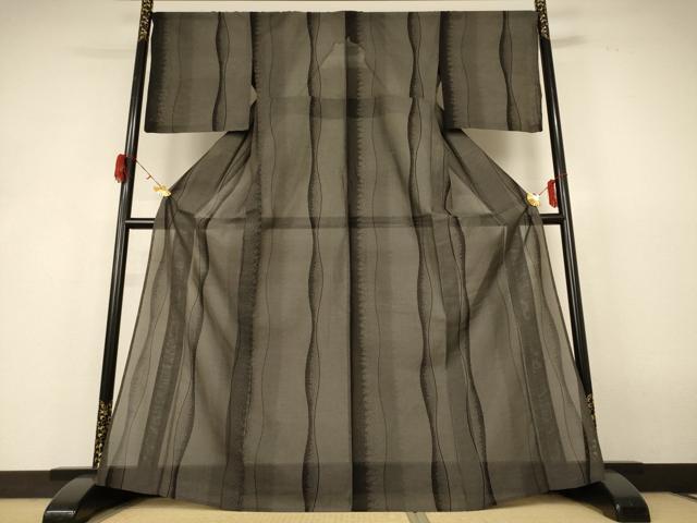 平和屋着物*夏物 本場大島紬 夏大島 よろけ縞 正絹 逸品 AABH6462jd