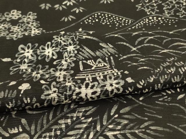 平和屋着物*夏物 訪問着 絽 風景草花文 正絹 逸品 AABH6466jd