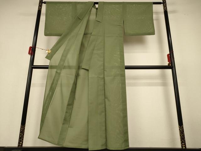 平和屋着物*夏物 色無地 絽 柳茶色 洗える着物 AABH6486jd