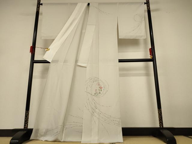 平和屋着物*夏物 訪問着 絽 草花文 金糸 金彩 正絹 逸品 AABH6487jd